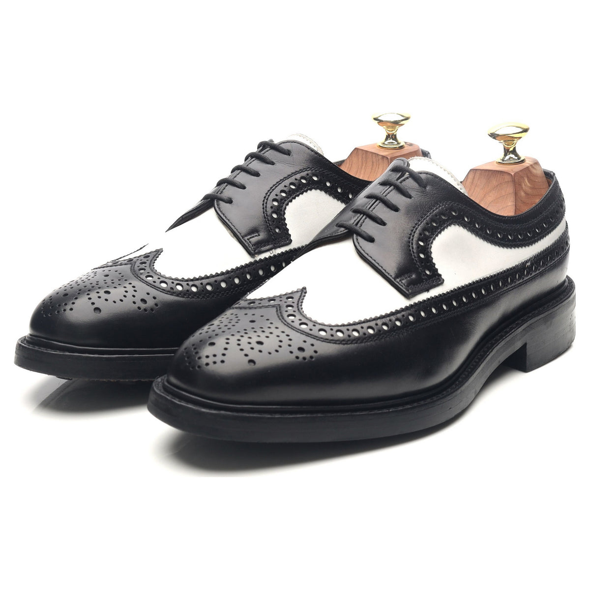 Black White Leather Two Tone Derby Brogues UK 7 F