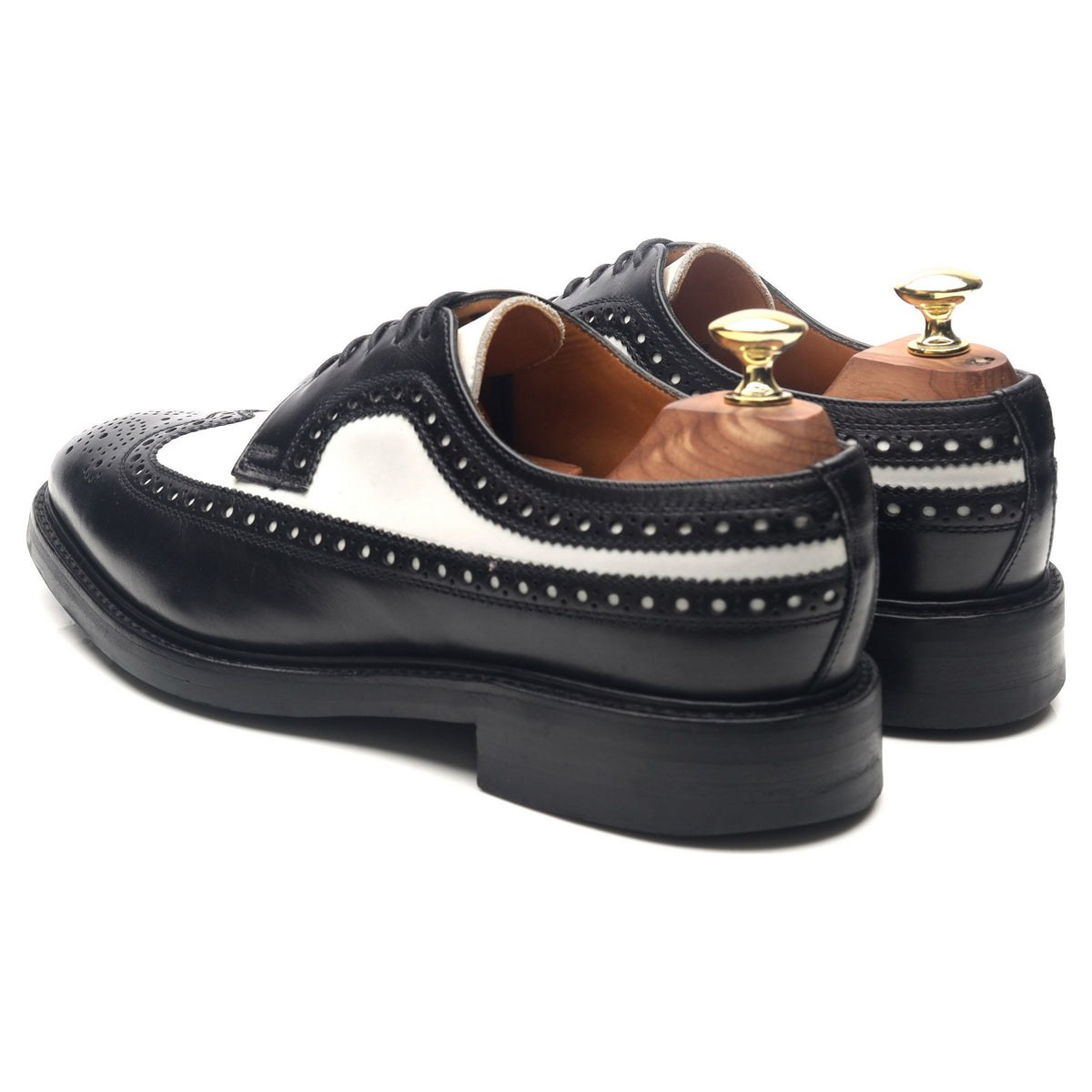 Black White Leather Two Tone Derby Brogues UK 7 F
