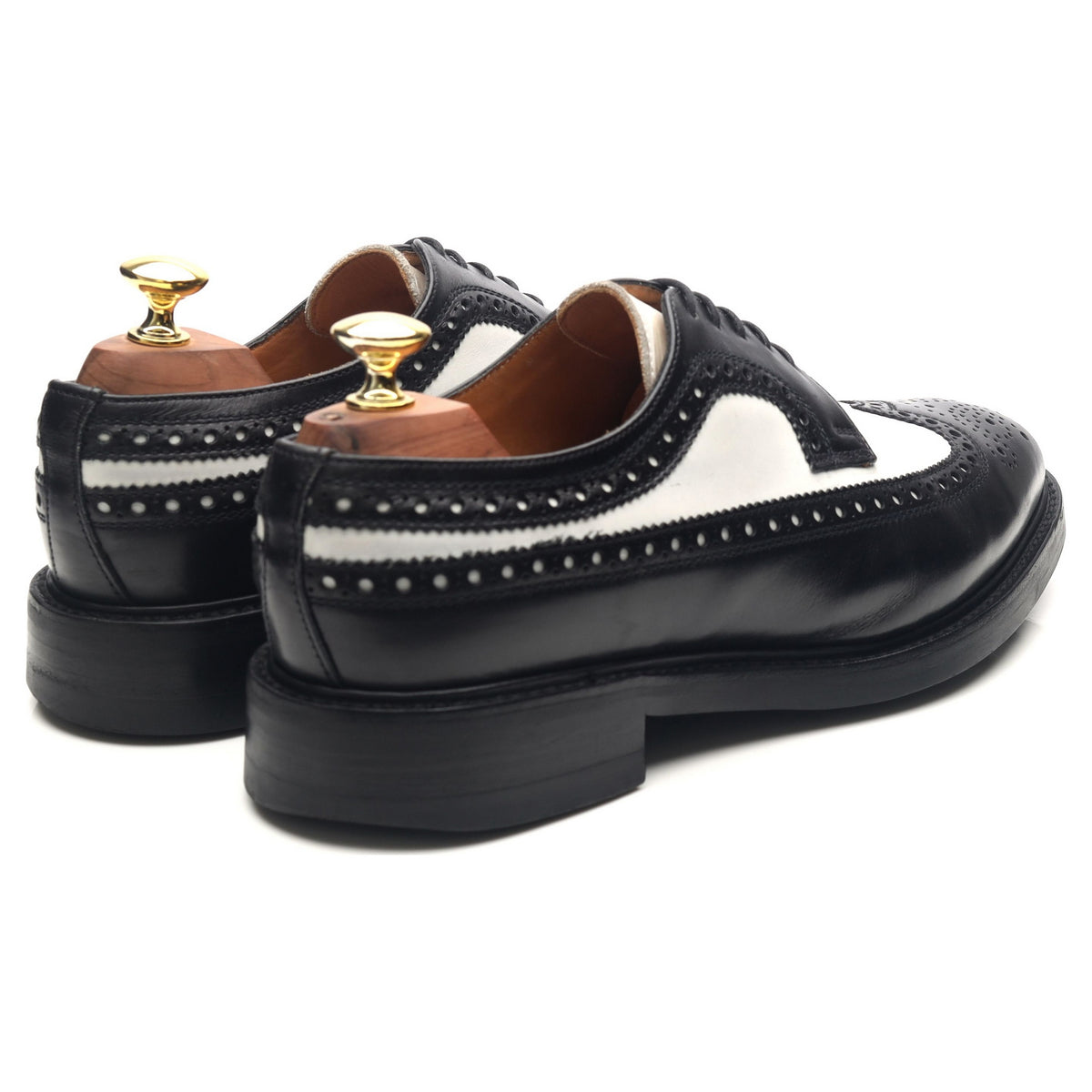 Black White Leather Two Tone Derby Brogues UK 7 F