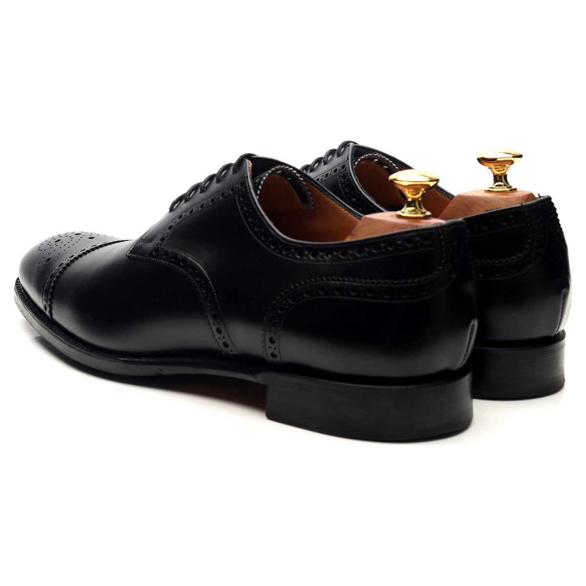 &#39;Andrew&#39; Black Leather Derby Semi Brogues UK 9.5 F