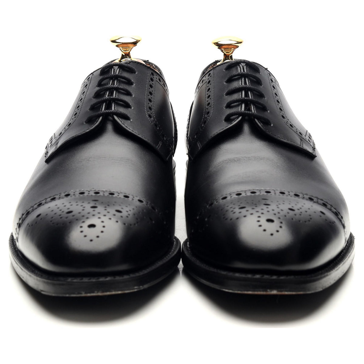 &#39;Andrew&#39; Black Leather Derby Semi Brogues UK 9.5 F