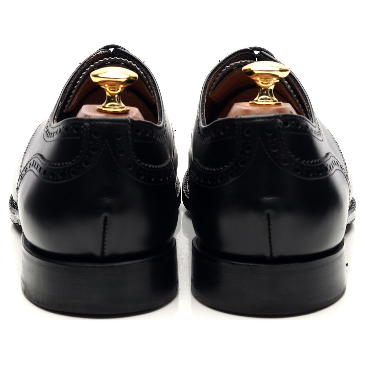 &#39;Andrew&#39; Black Leather Derby Semi Brogues UK 9.5 F