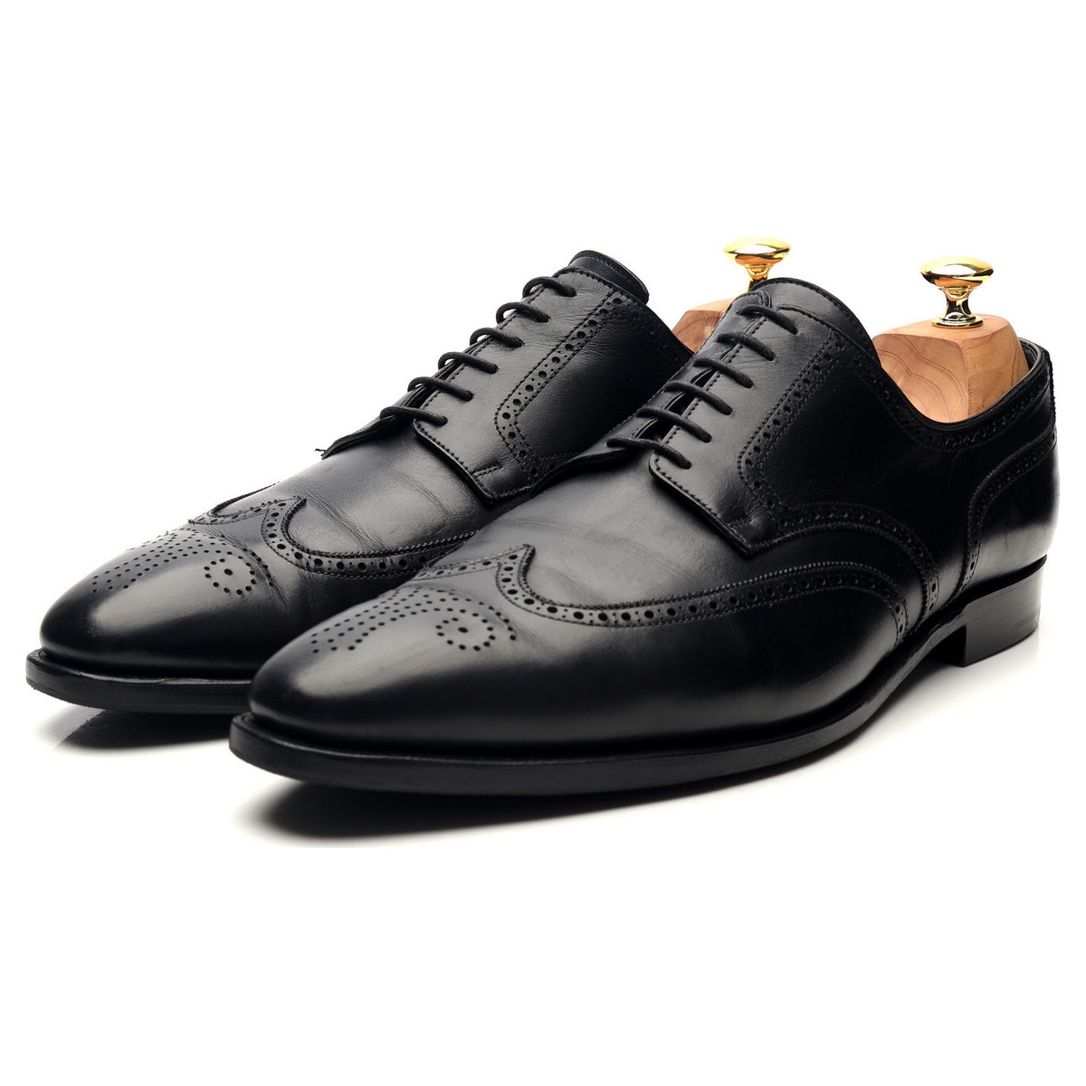 &#39;Brunswick&#39; Black Leather Derby Brogues UK 10.5 E