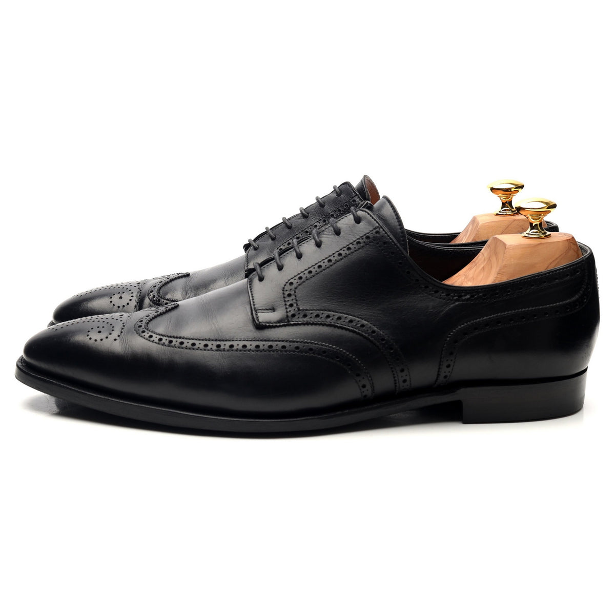 &#39;Brunswick&#39; Black Leather Derby Brogues UK 10.5 E