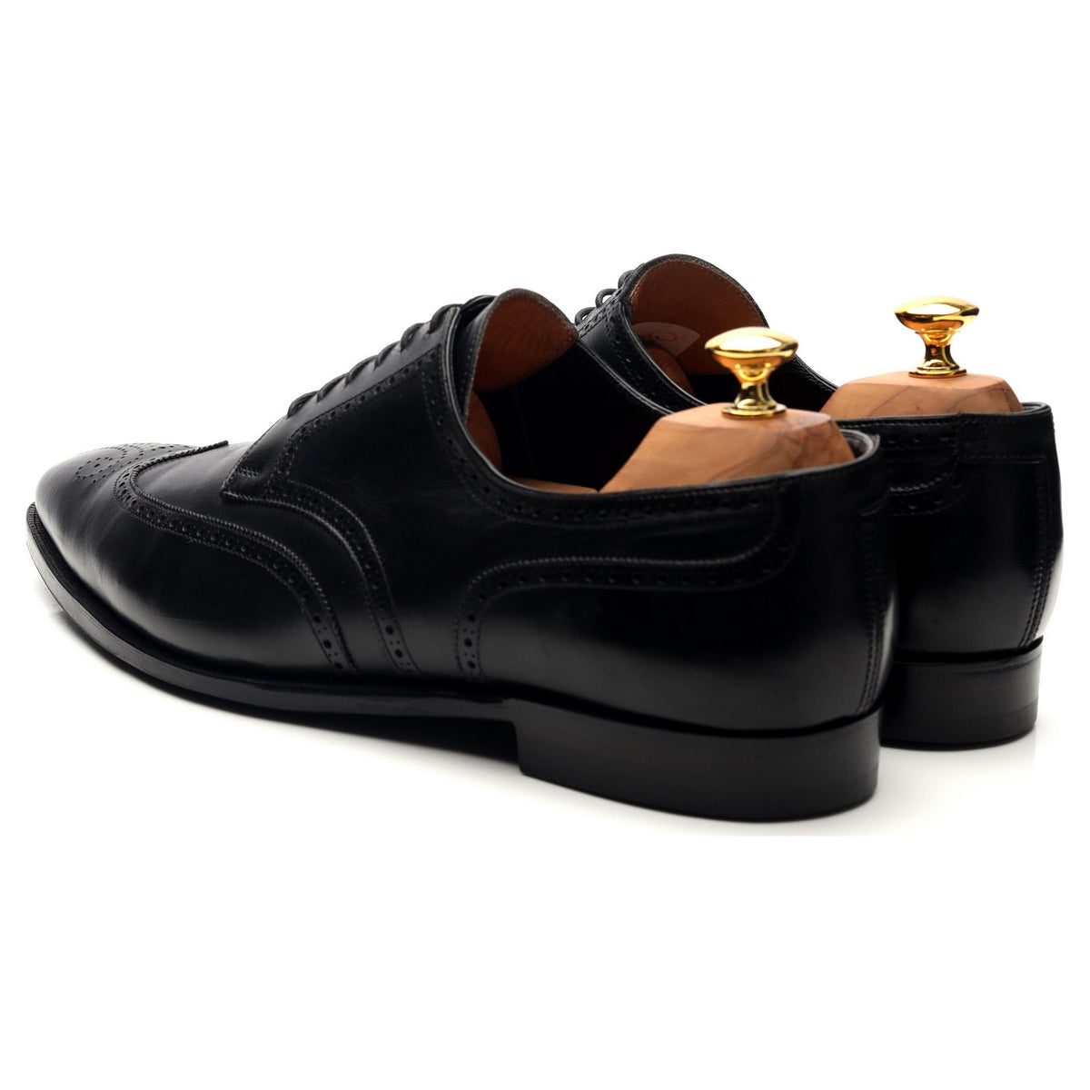 &#39;Brunswick&#39; Black Leather Derby Brogues UK 10.5 E