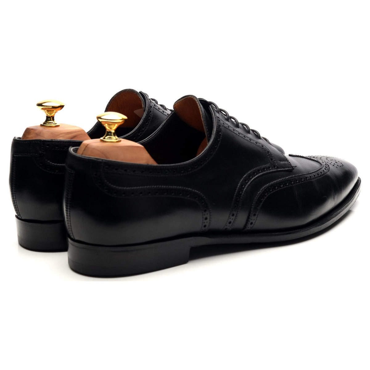 &#39;Brunswick&#39; Black Leather Derby Brogues UK 10.5 E