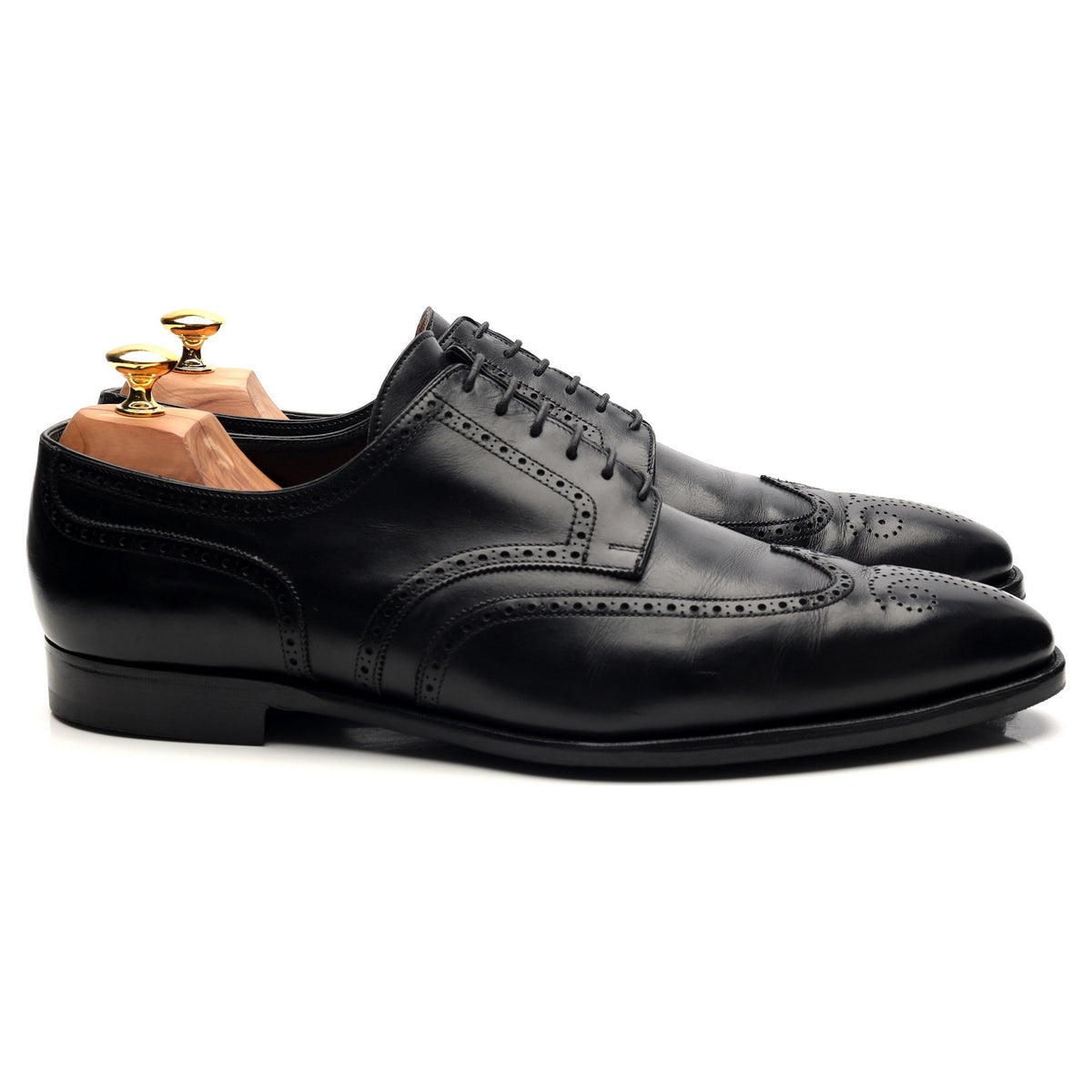 &#39;Brunswick&#39; Black Leather Derby Brogues UK 10.5 E