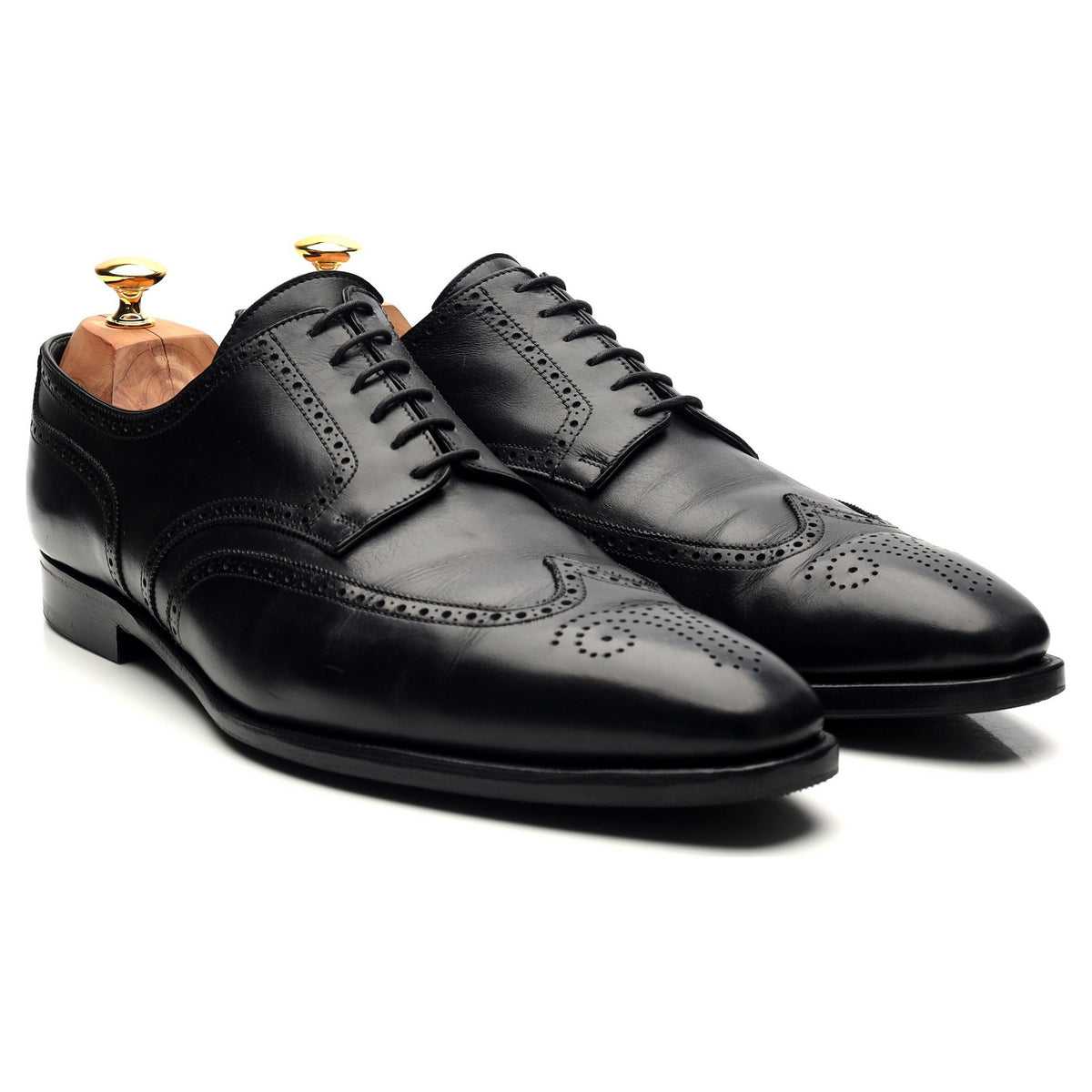 &#39;Brunswick&#39; Black Leather Derby Brogues UK 10.5 E