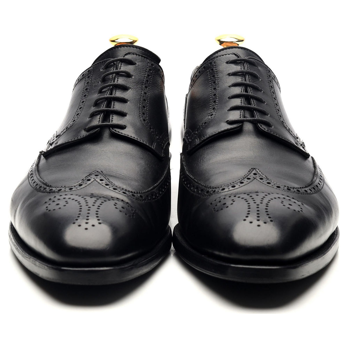 &#39;Brunswick&#39; Black Leather Derby Brogues UK 10.5 E