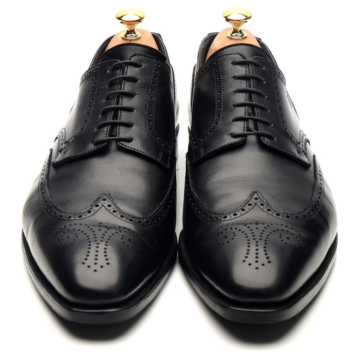 &#39;Brunswick&#39; Black Leather Derby Brogues UK 10.5 E