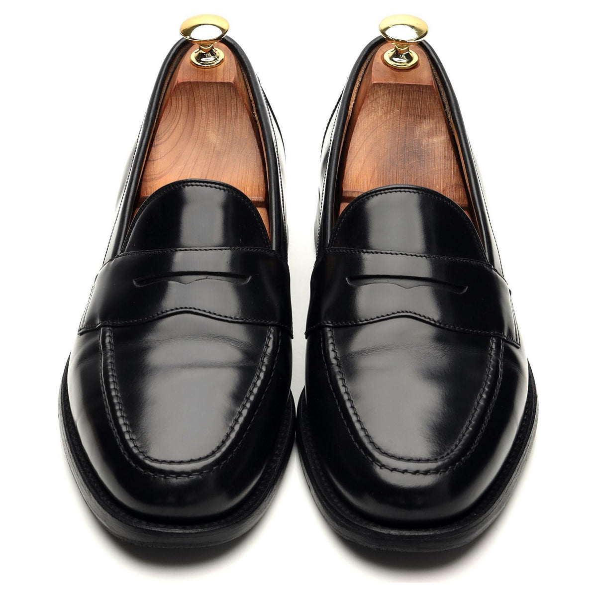 &#39;Eton&#39; Black Leather Loafers UK 8.5 F