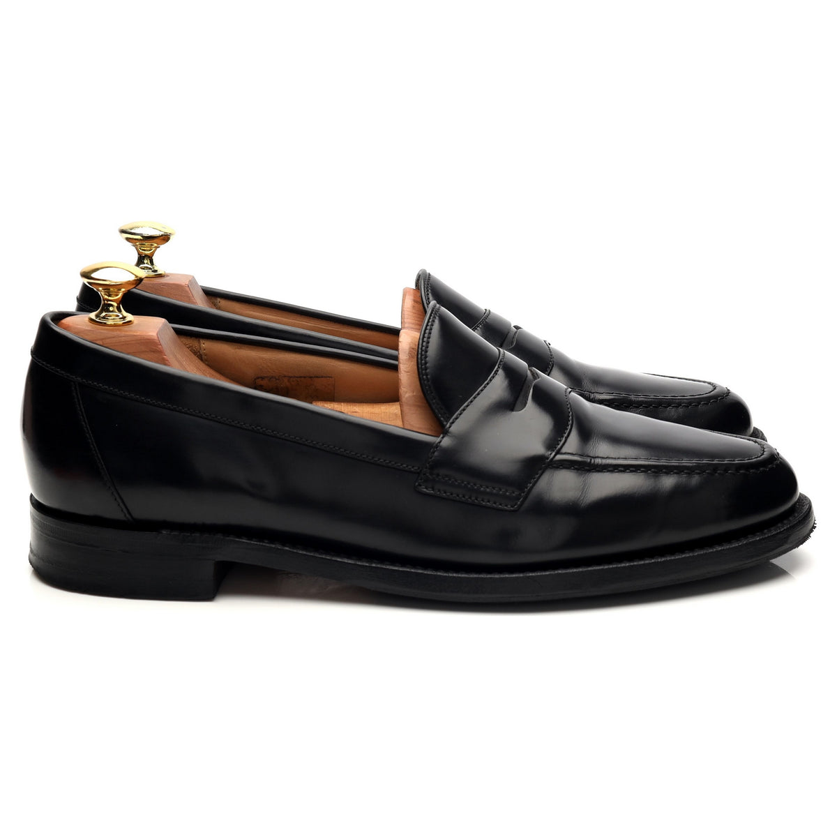 &#39;Eton&#39; Black Leather Loafers UK 8.5 F