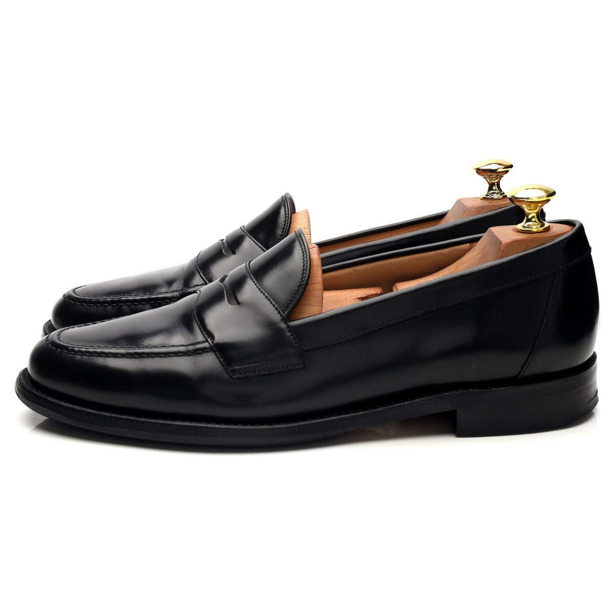 &#39;Eton&#39; Black Leather Loafers UK 8.5 F