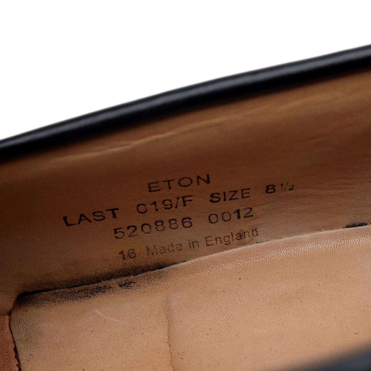 &#39;Eton&#39; Black Leather Loafers UK 8.5 F