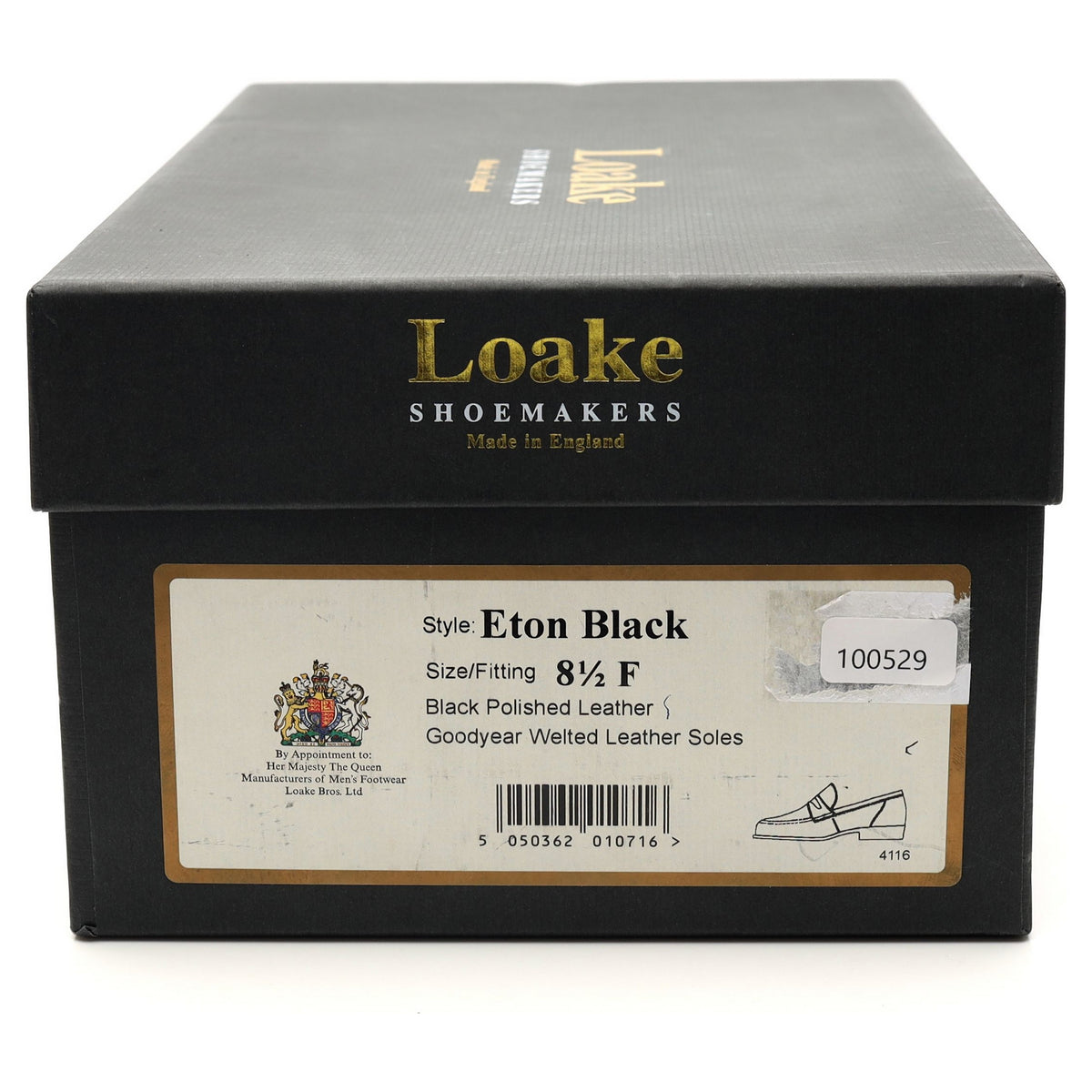 &#39;Eton&#39; Black Leather Loafers UK 8.5 F