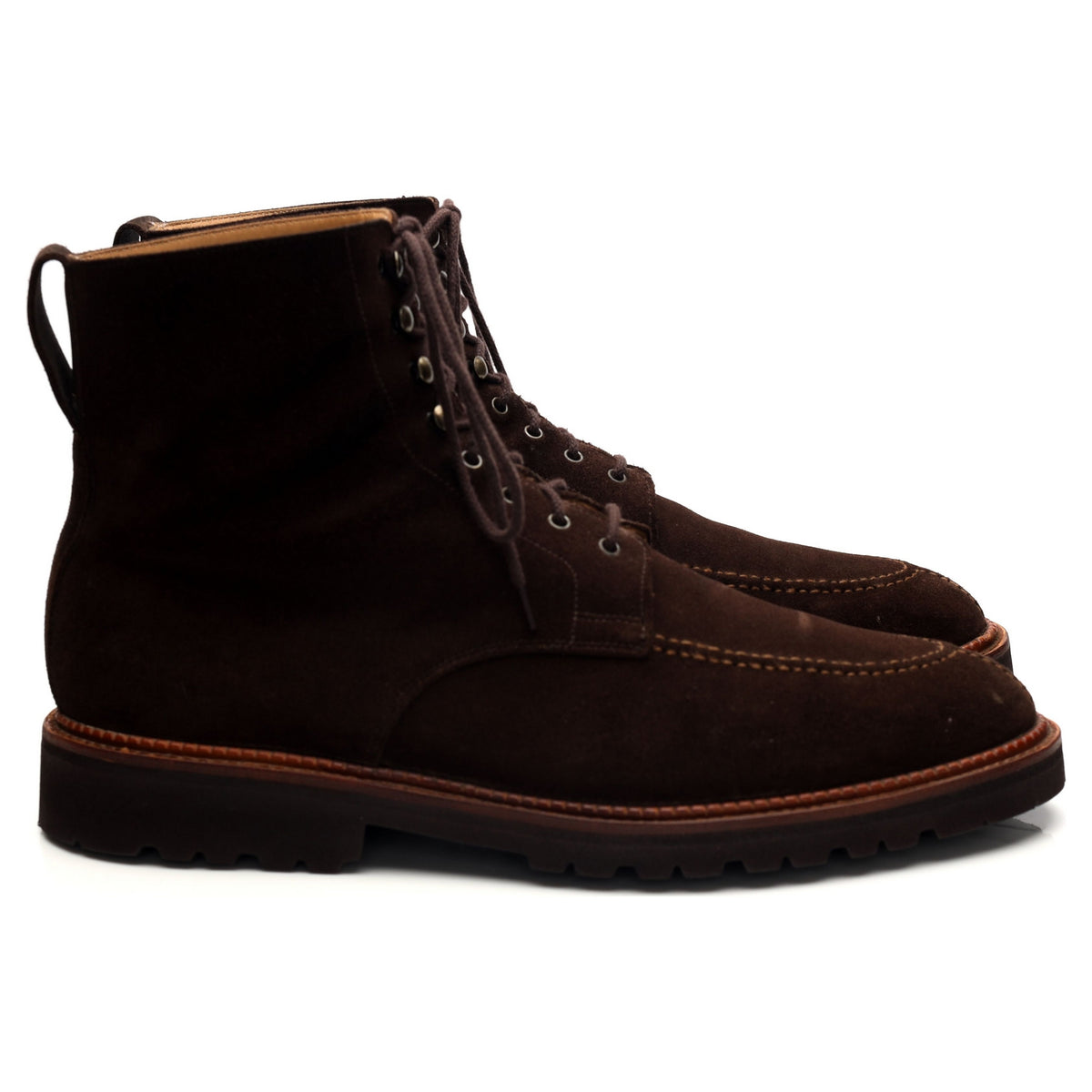 &#39;Shannon&#39; Dark Brown Suede Apron Boots UK 9.5 E