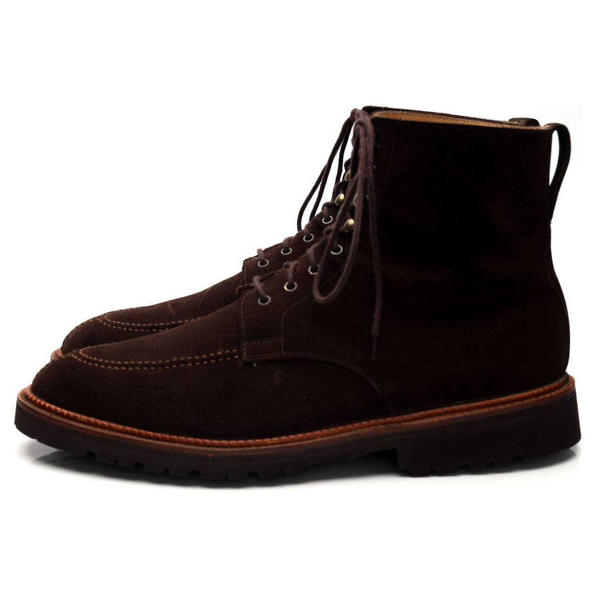 &#39;Shannon&#39; Dark Brown Suede Apron Boots UK 9.5 E