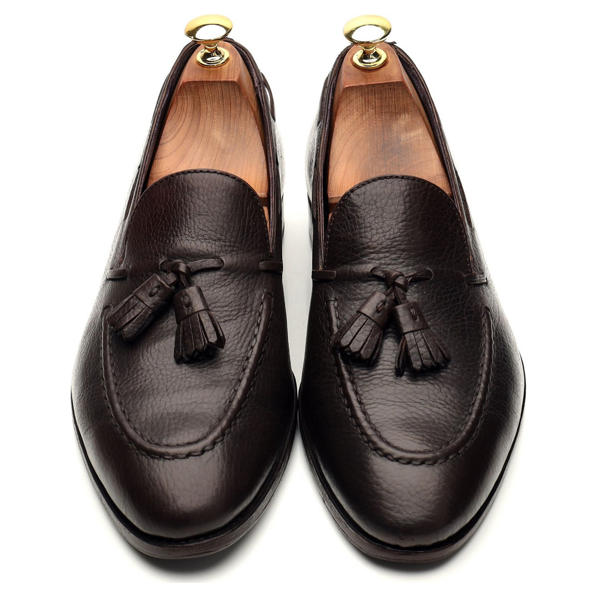 Dark Brown Leather Tassel Loafers UK 8.5 EE