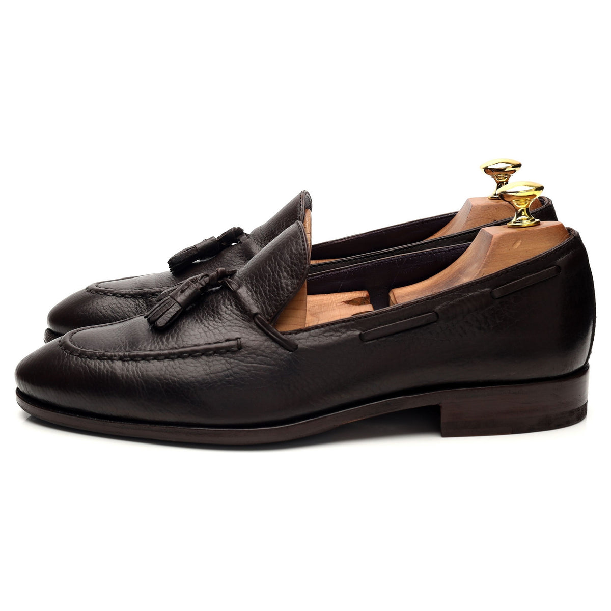 Dark Brown Leather Tassel Loafers UK 8.5 EE