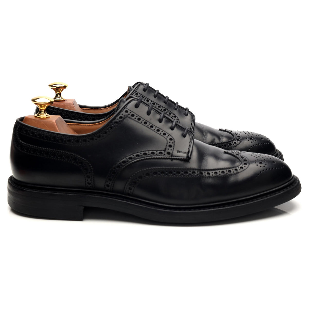 &#39;Pembroke&#39; Black Leather Derby Brogues UK 8.5 E