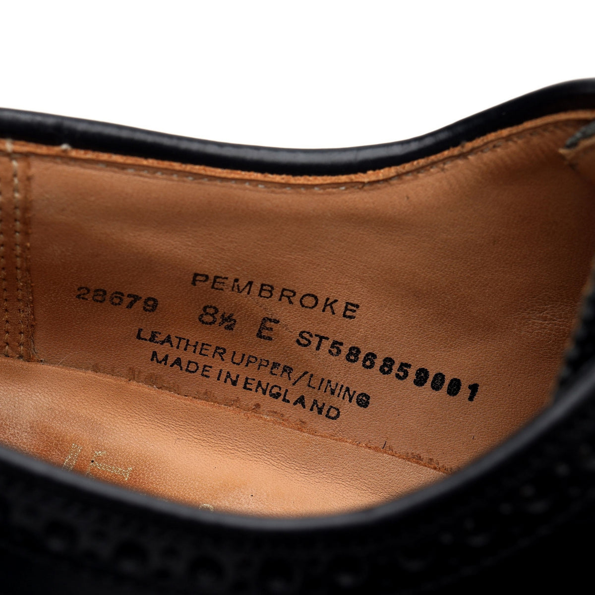 &#39;Pembroke&#39; Black Leather Derby Brogues UK 8.5 E