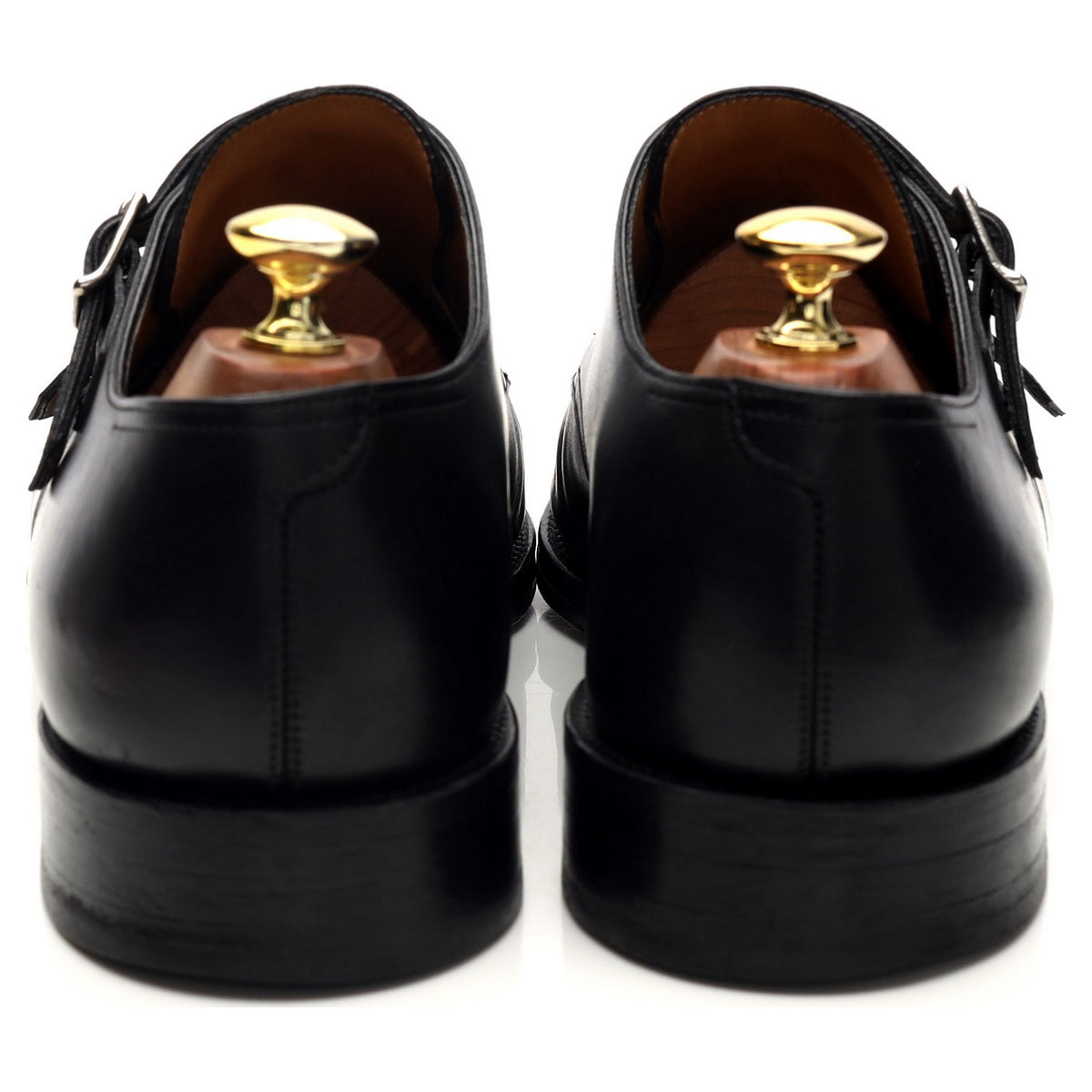 &#39;William ll&#39; Black Leather Double Monk Strap UK 8.5 E