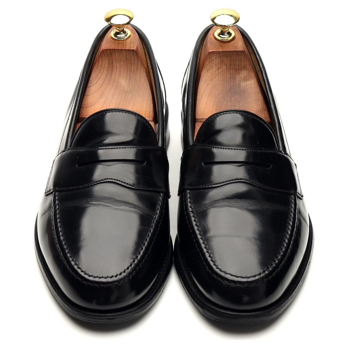 &#39;Eton&#39; Black Leather Loafers UK 8 F