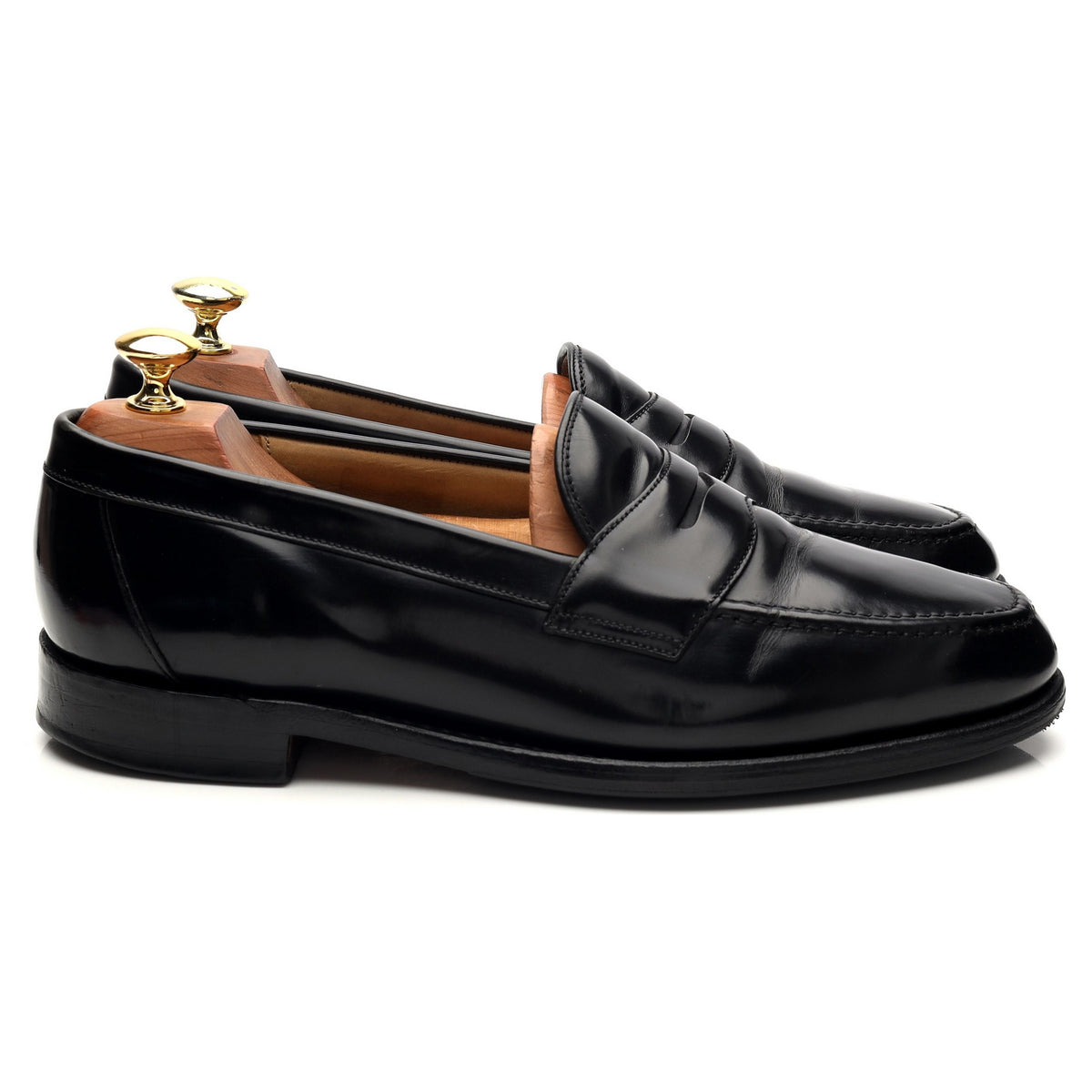 &#39;Eton&#39; Black Leather Loafers UK 8 F