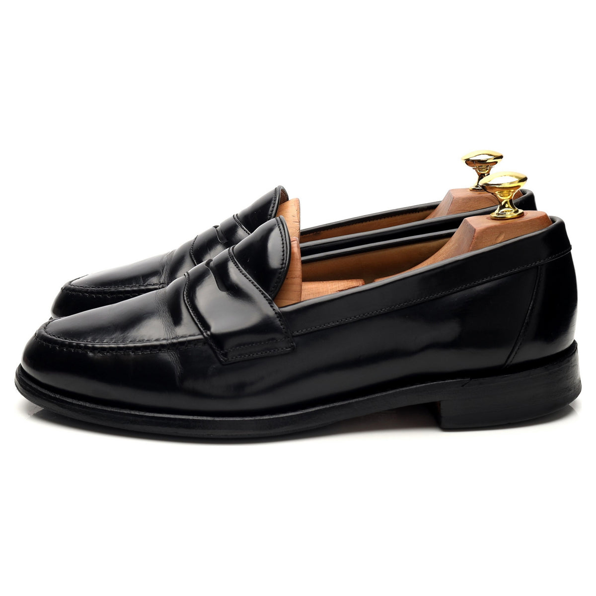 &#39;Eton&#39; Black Leather Loafers UK 8 F