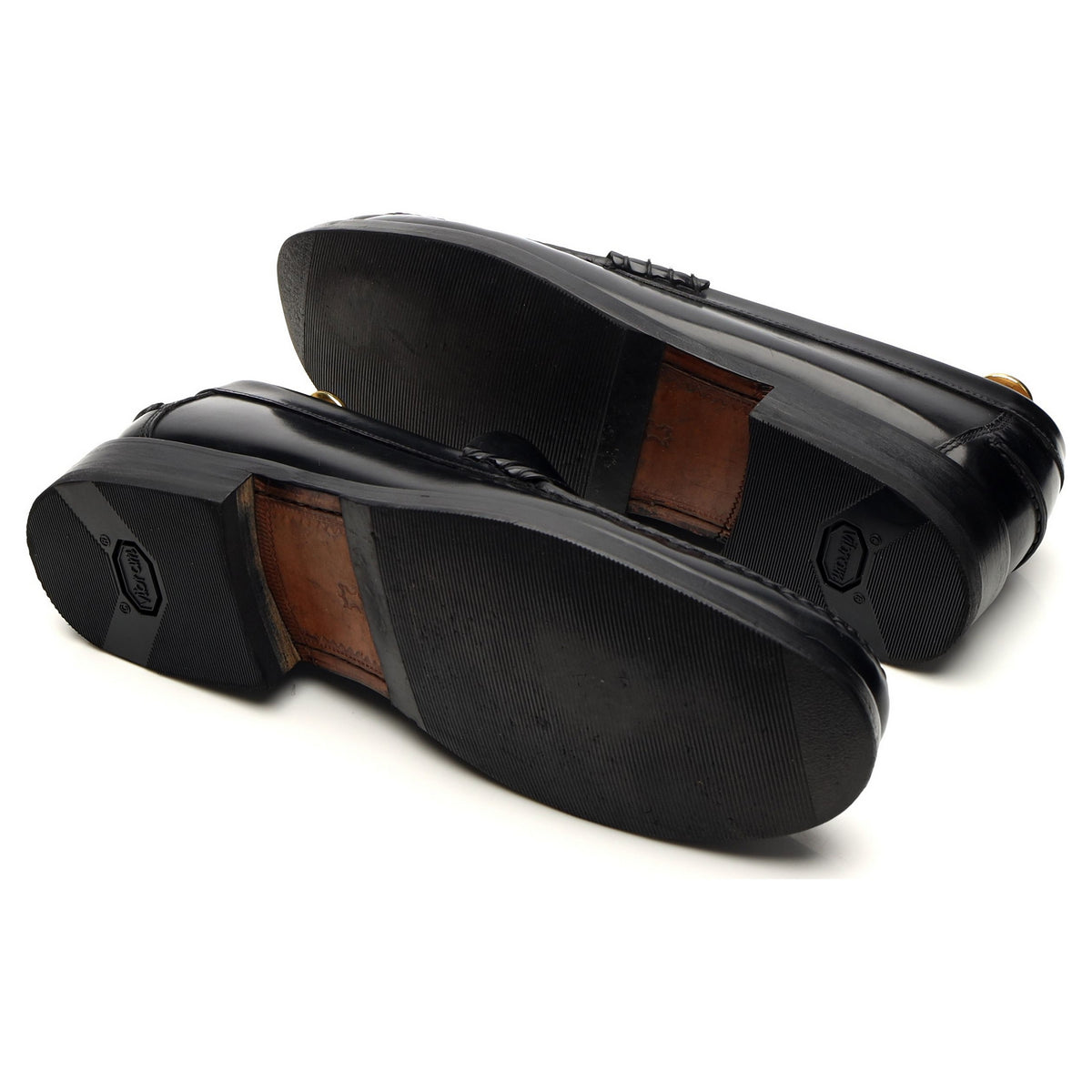 &#39;Princeton&#39; Black Leather Loafers UK 8 F