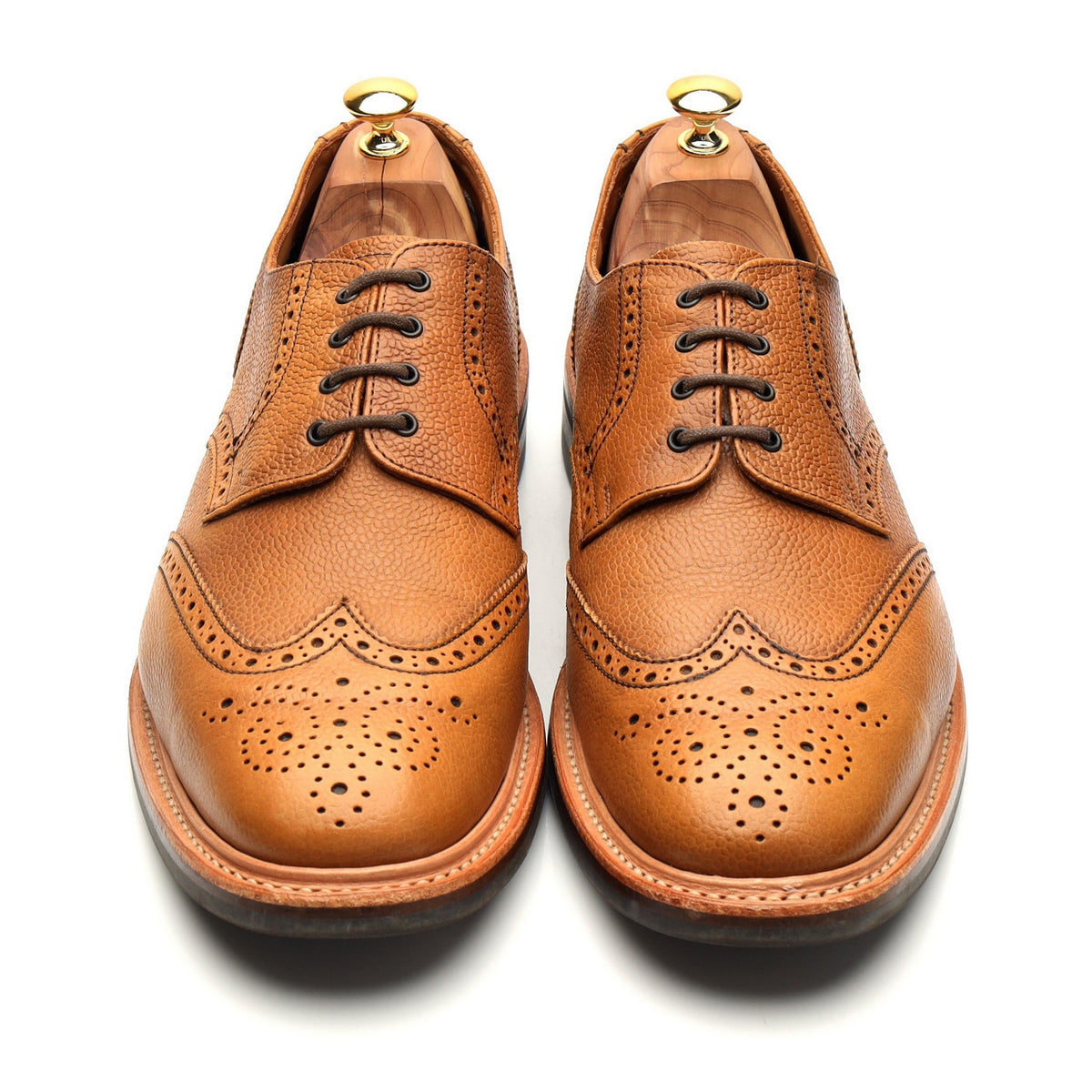 &#39;Wilson&#39; Tan Brown Grain Leather Derby Brogues UK 11