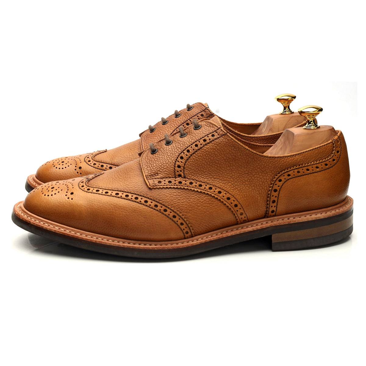 &#39;Wilson&#39; Tan Brown Grain Leather Derby Brogues UK 11