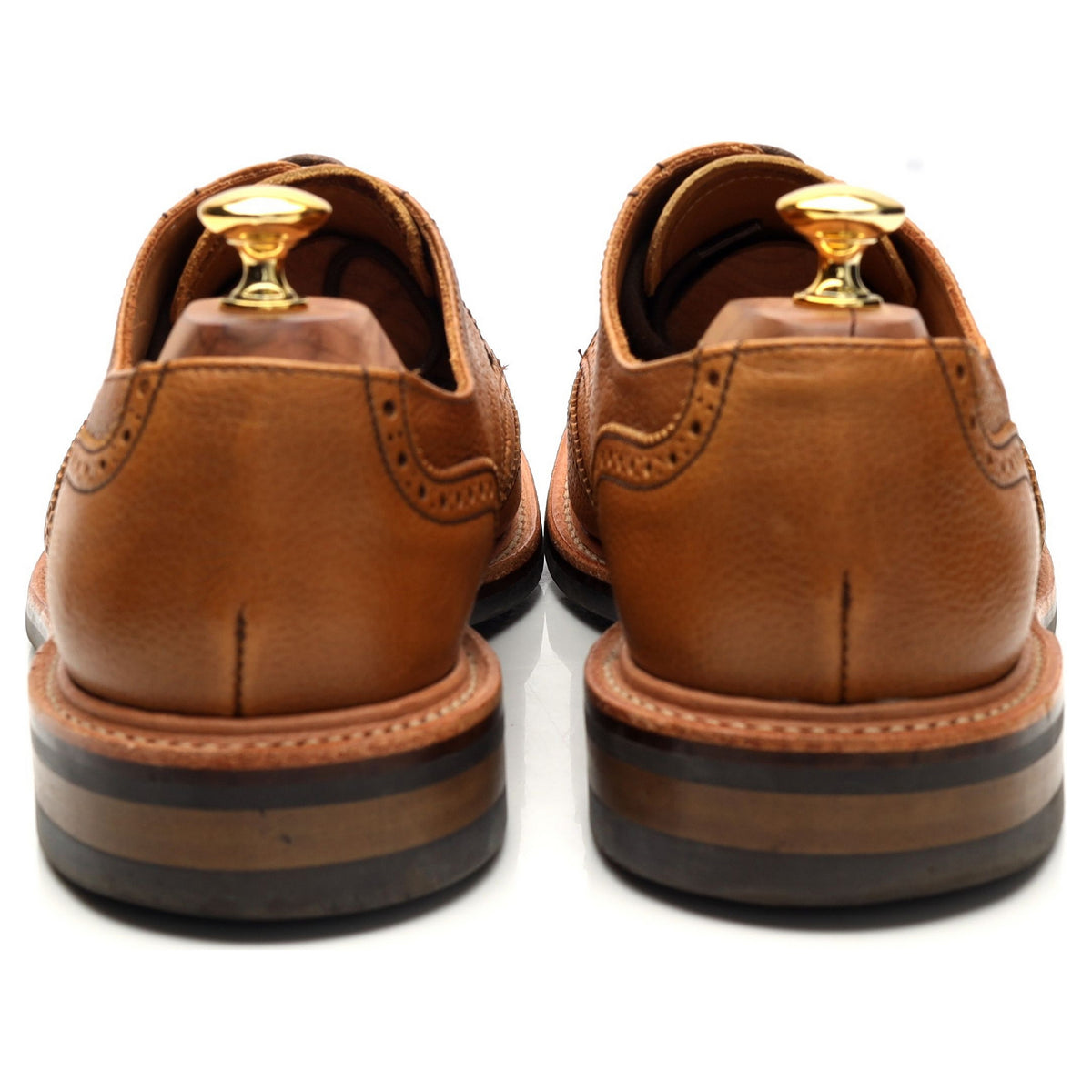 &#39;Wilson&#39; Tan Brown Grain Leather Derby Brogues UK 11