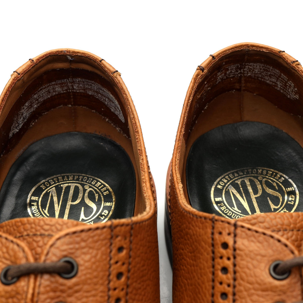 &#39;Wilson&#39; Tan Brown Grain Leather Derby Brogues UK 11
