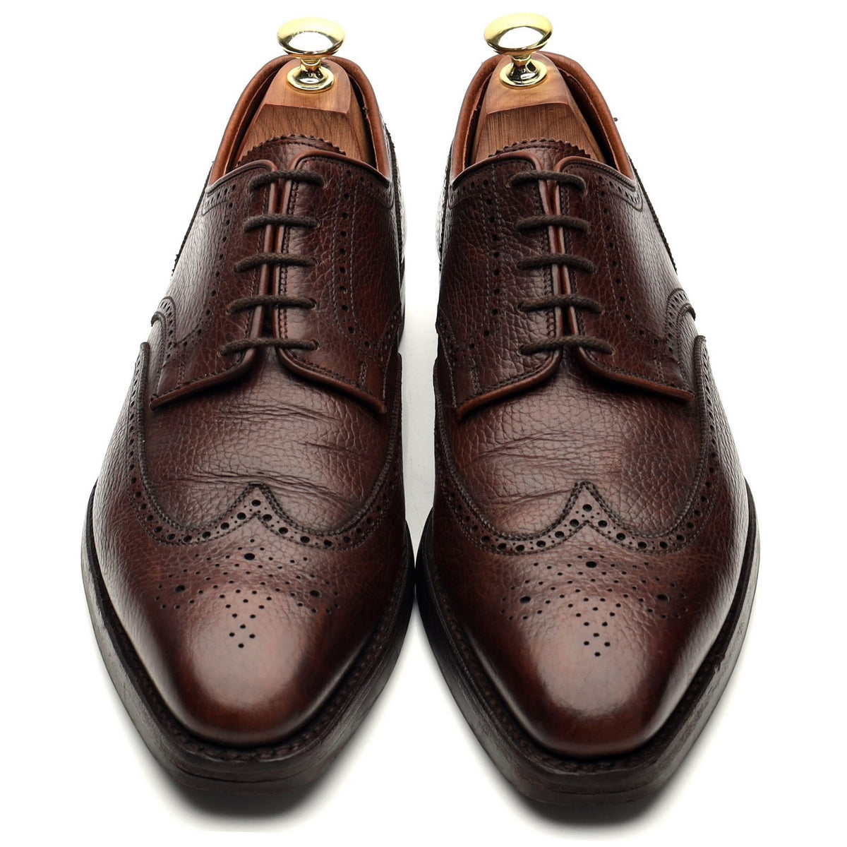&#39;Henry&#39; Dark Brown Grain Leather Derby Brogues UK 7 E