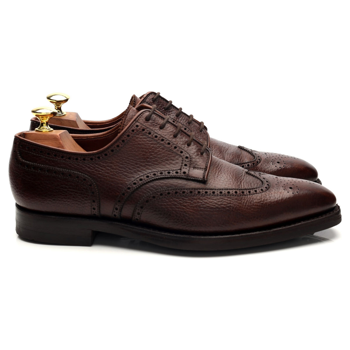 &#39;Henry&#39; Dark Brown Grain Leather Derby Brogues UK 7 E