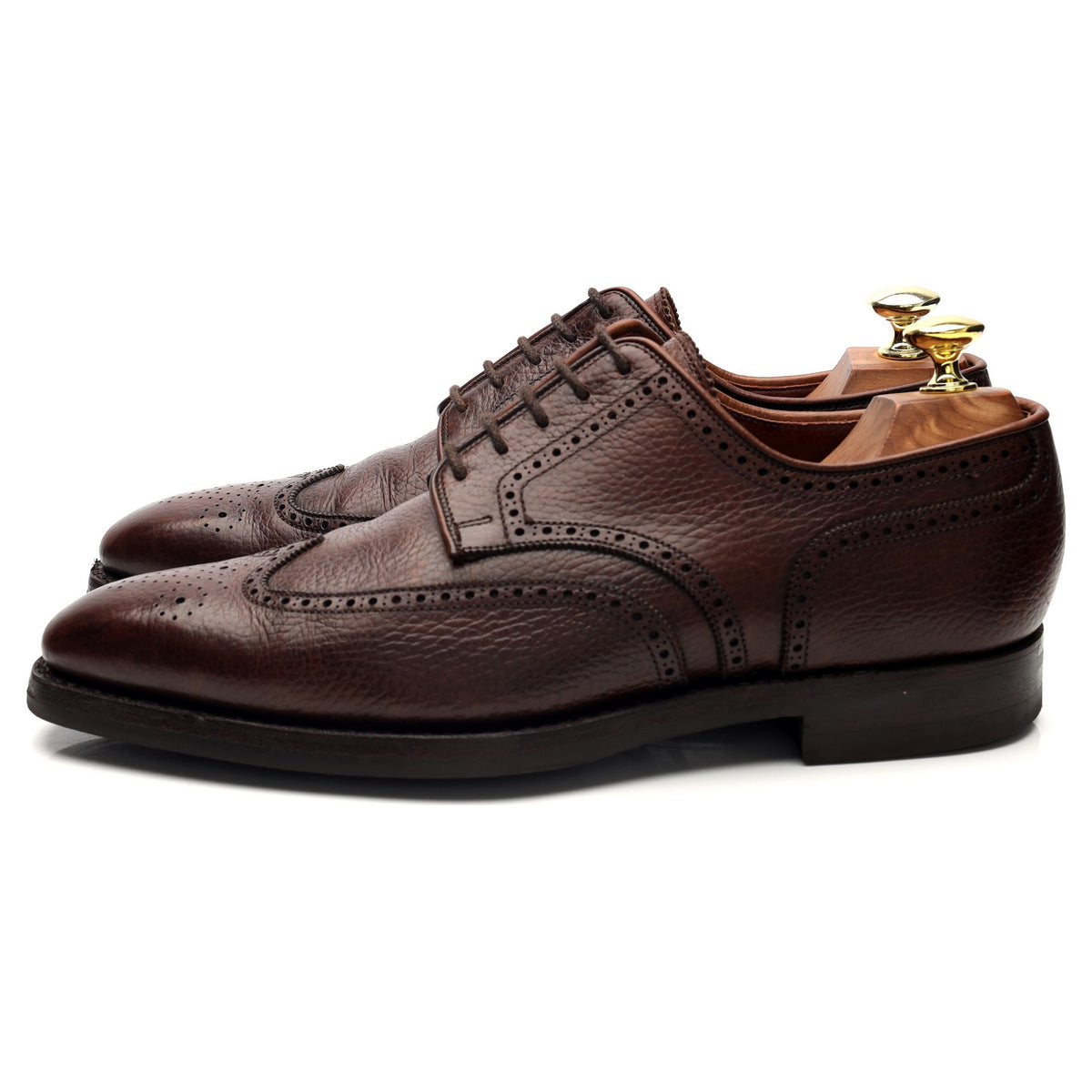 &#39;Henry&#39; Dark Brown Grain Leather Derby Brogues UK 7 E