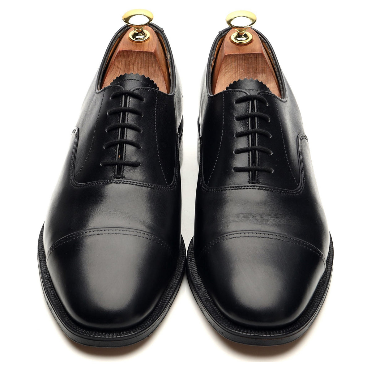 Black Leather Cap Toe Oxford UK 8