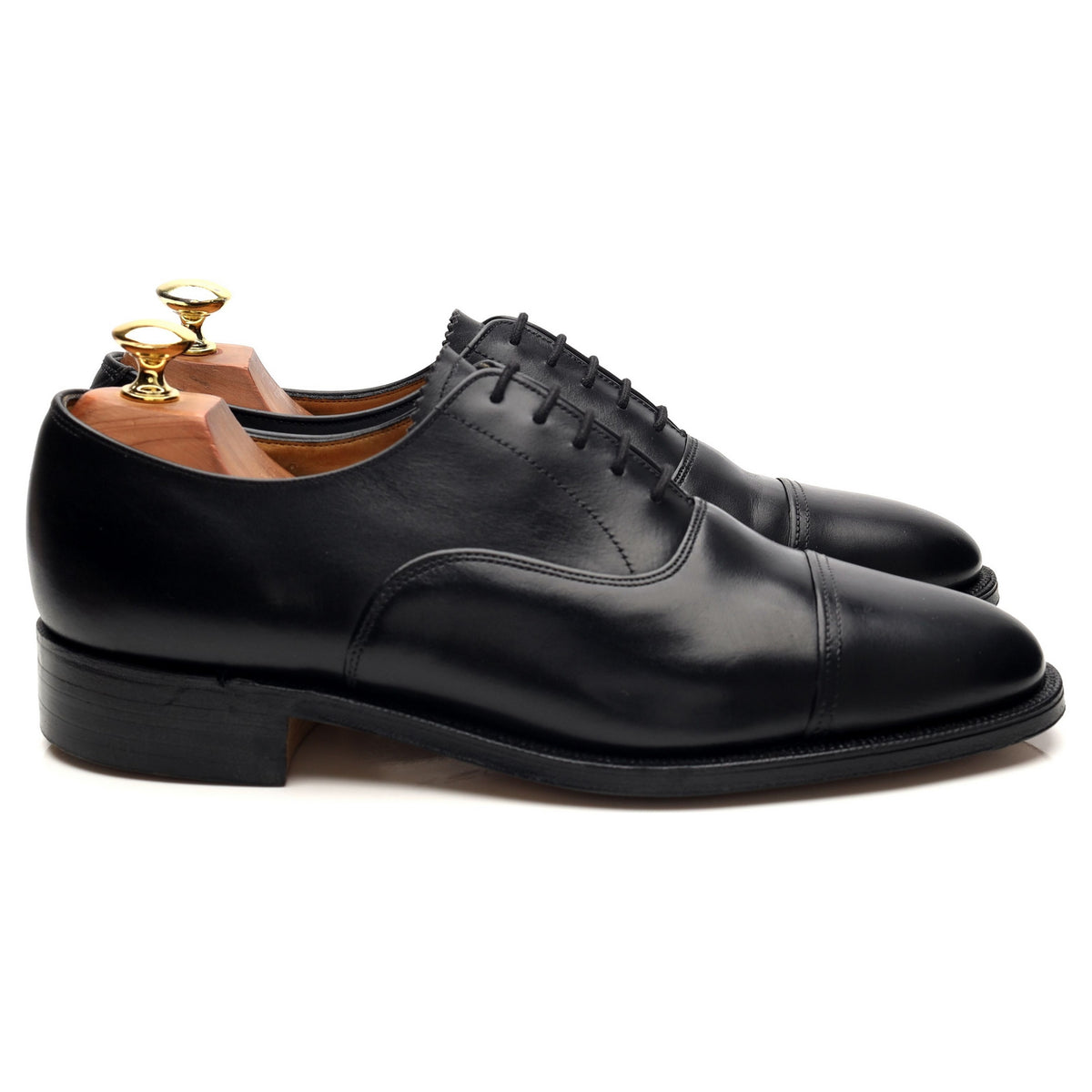Black Leather Cap Toe Oxford UK 8