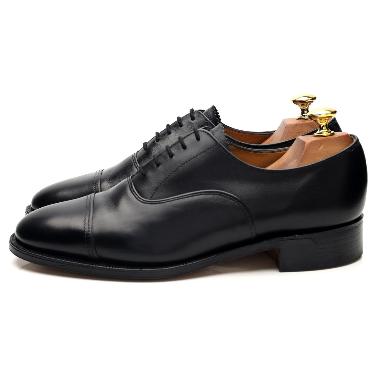 Black Leather Cap Toe Oxford UK 8