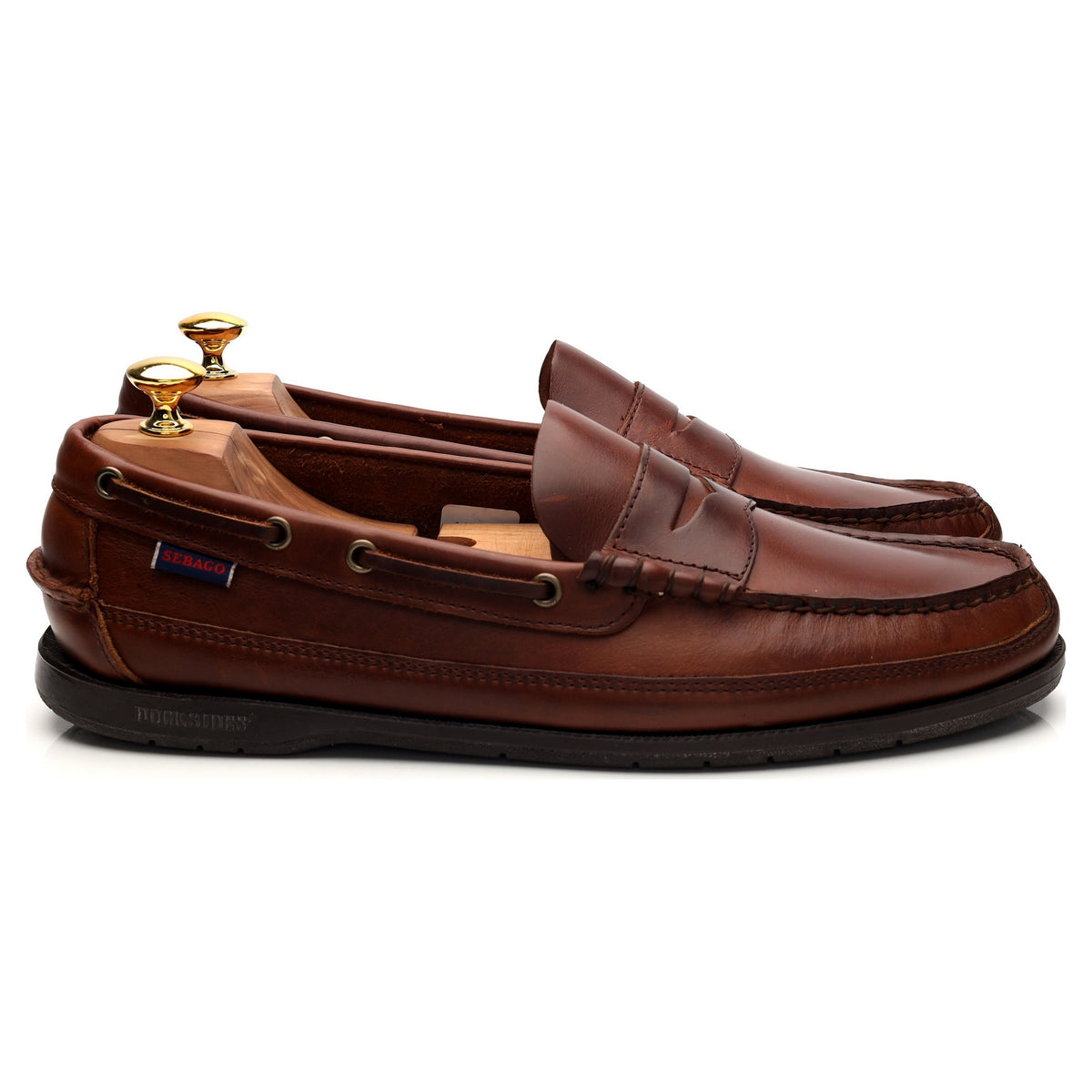 &#39;Sloop&#39; Brown Leather Loafers UK 11