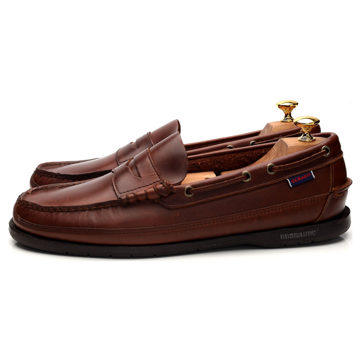 &#39;Sloop&#39; Brown Leather Loafers UK 11