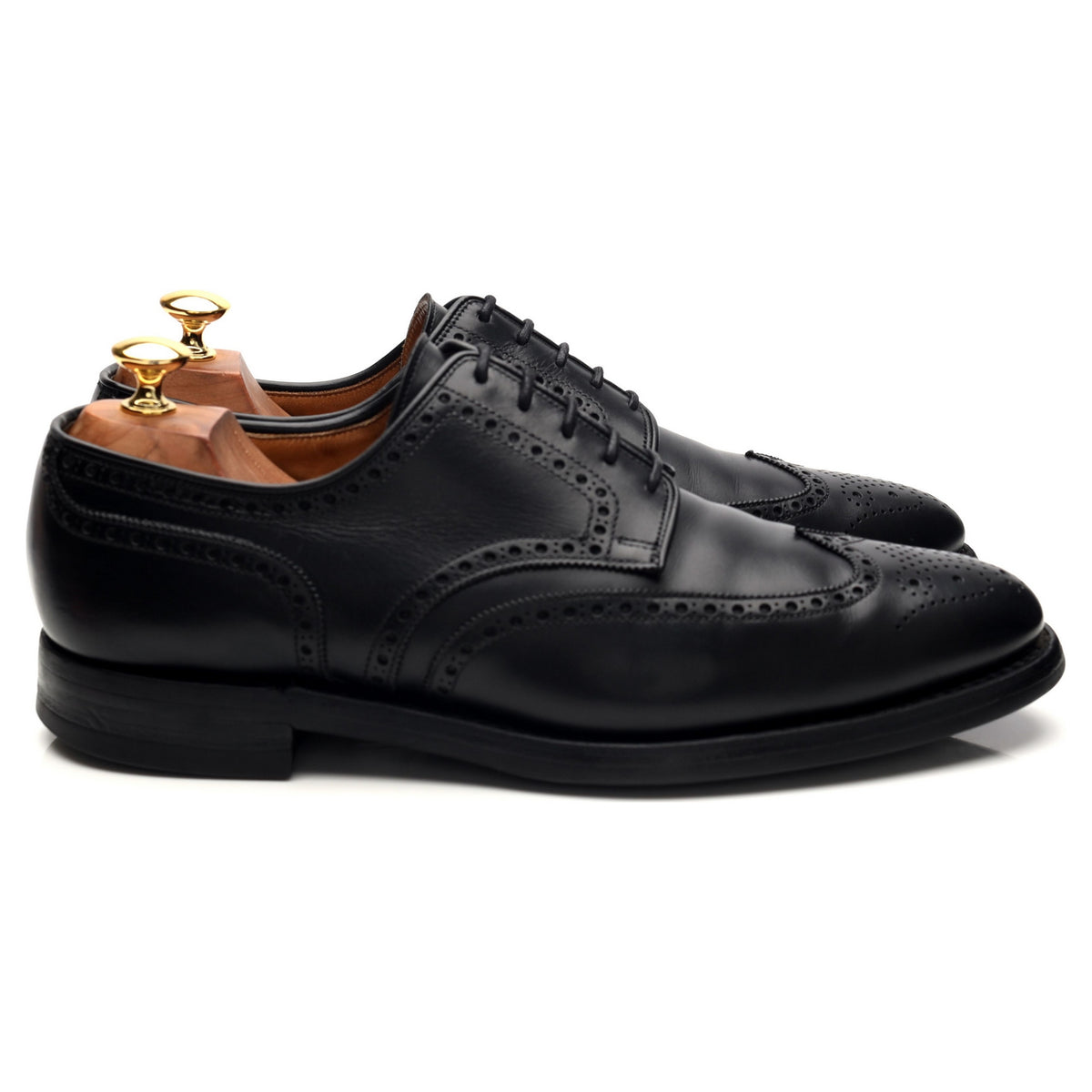 &#39;Swansea&#39; Black Leather Derby Brogues UK 9 E