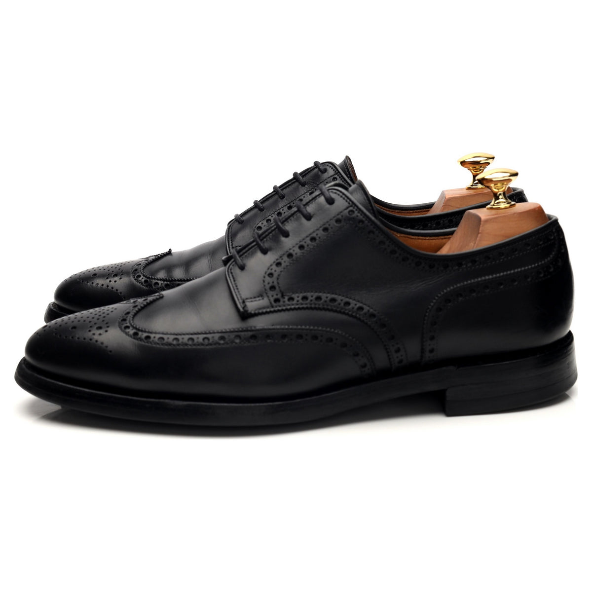 &#39;Swansea&#39; Black Leather Derby Brogues UK 9 E