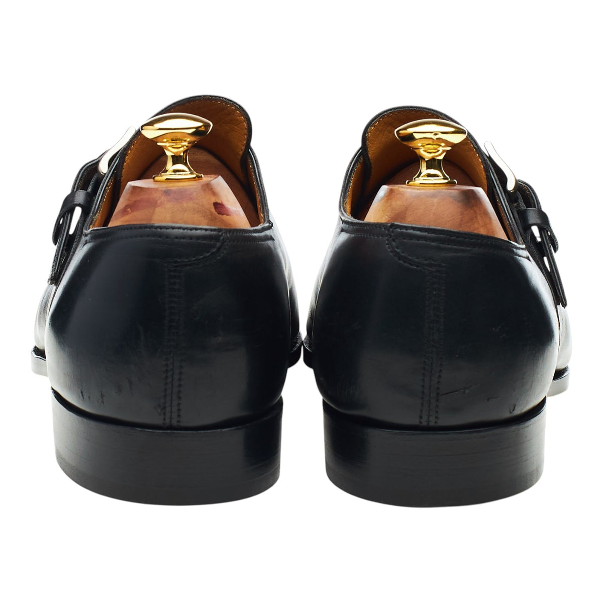 'Bourne' Black Leather Split Toe Monk Strap UK 10.5 E