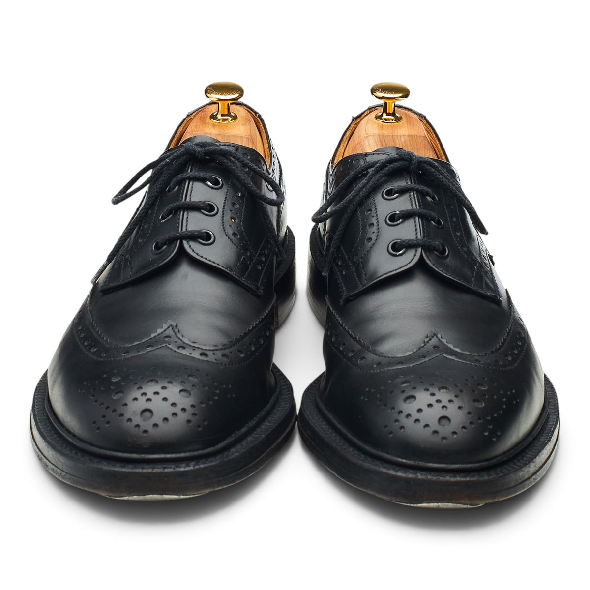 'Bourton' Black Leather Derby Brogues UK 12