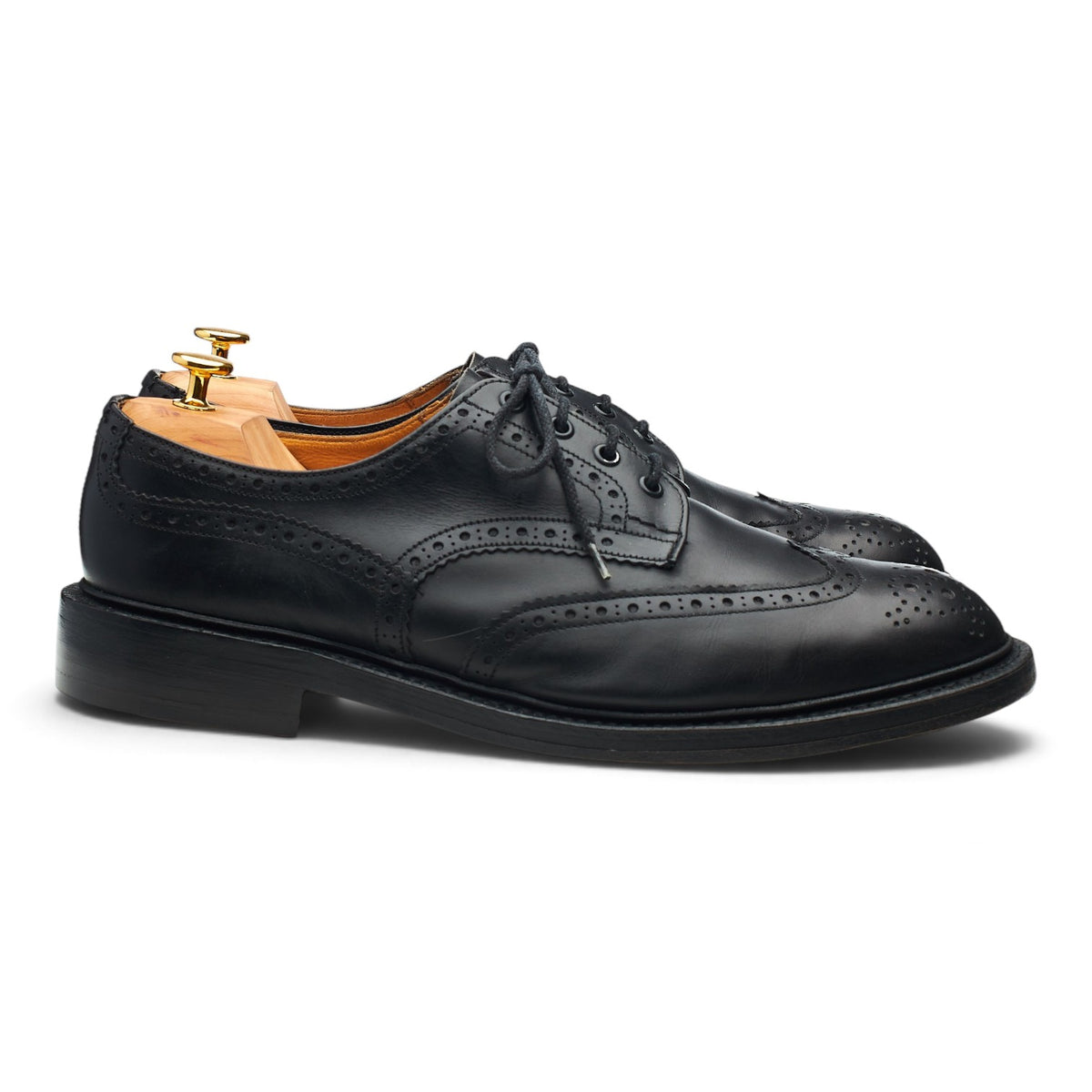 'Bourton' Black Leather Derby Brogues UK 12