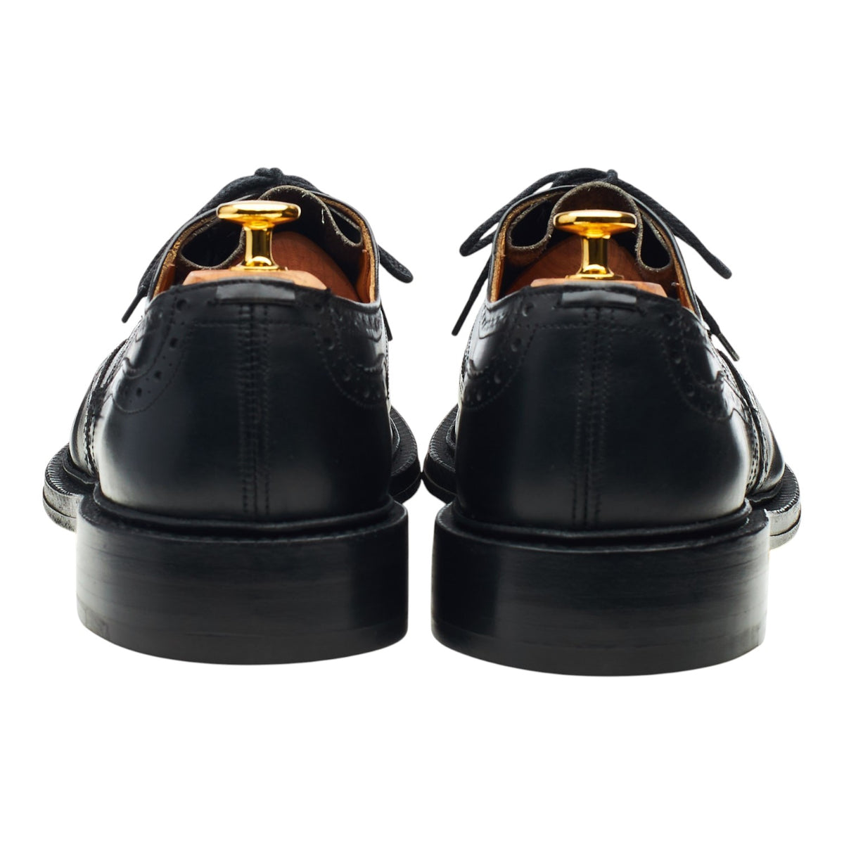 'Bourton' Black Leather Derby Brogues UK 12