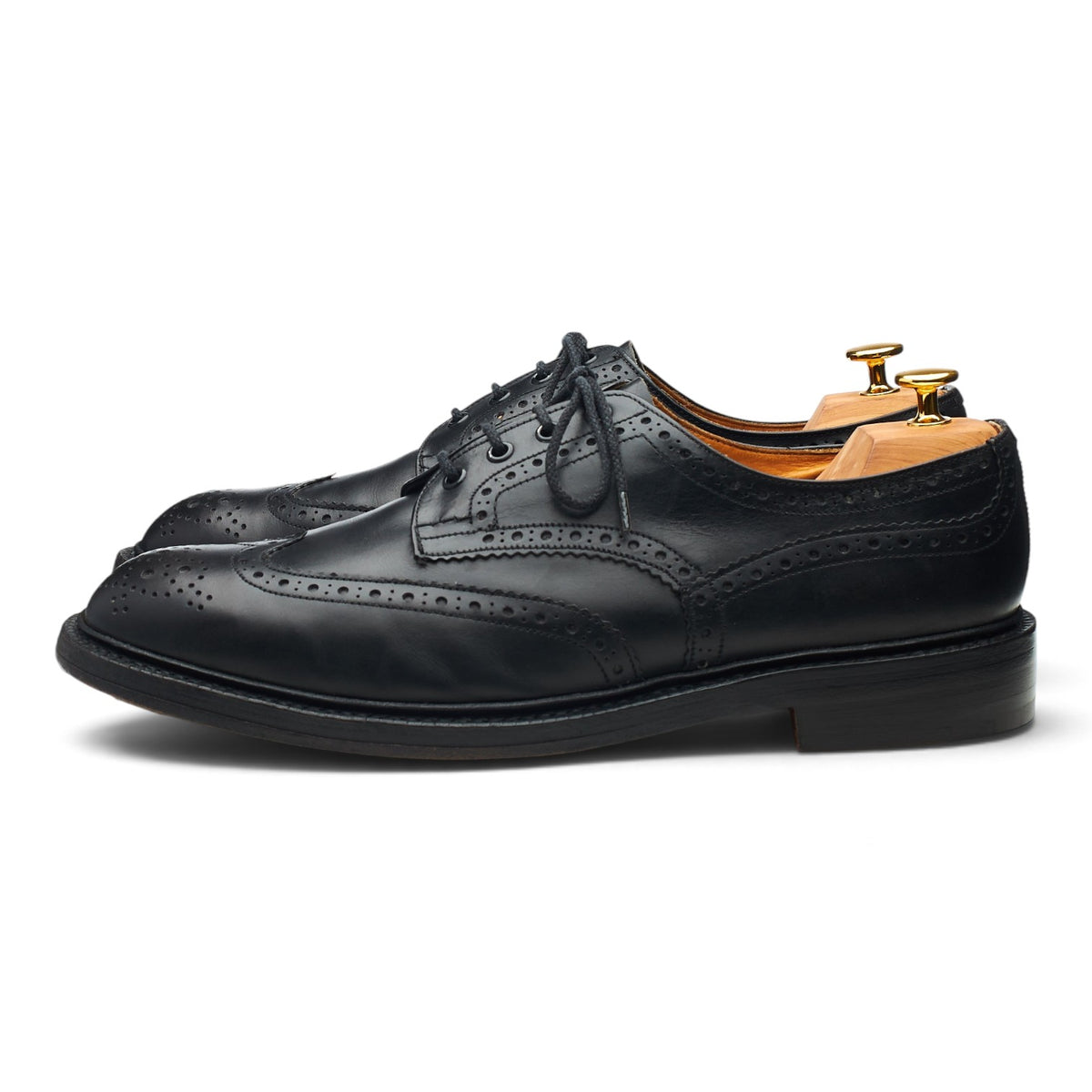 'Bourton' Black Leather Derby Brogues UK 12