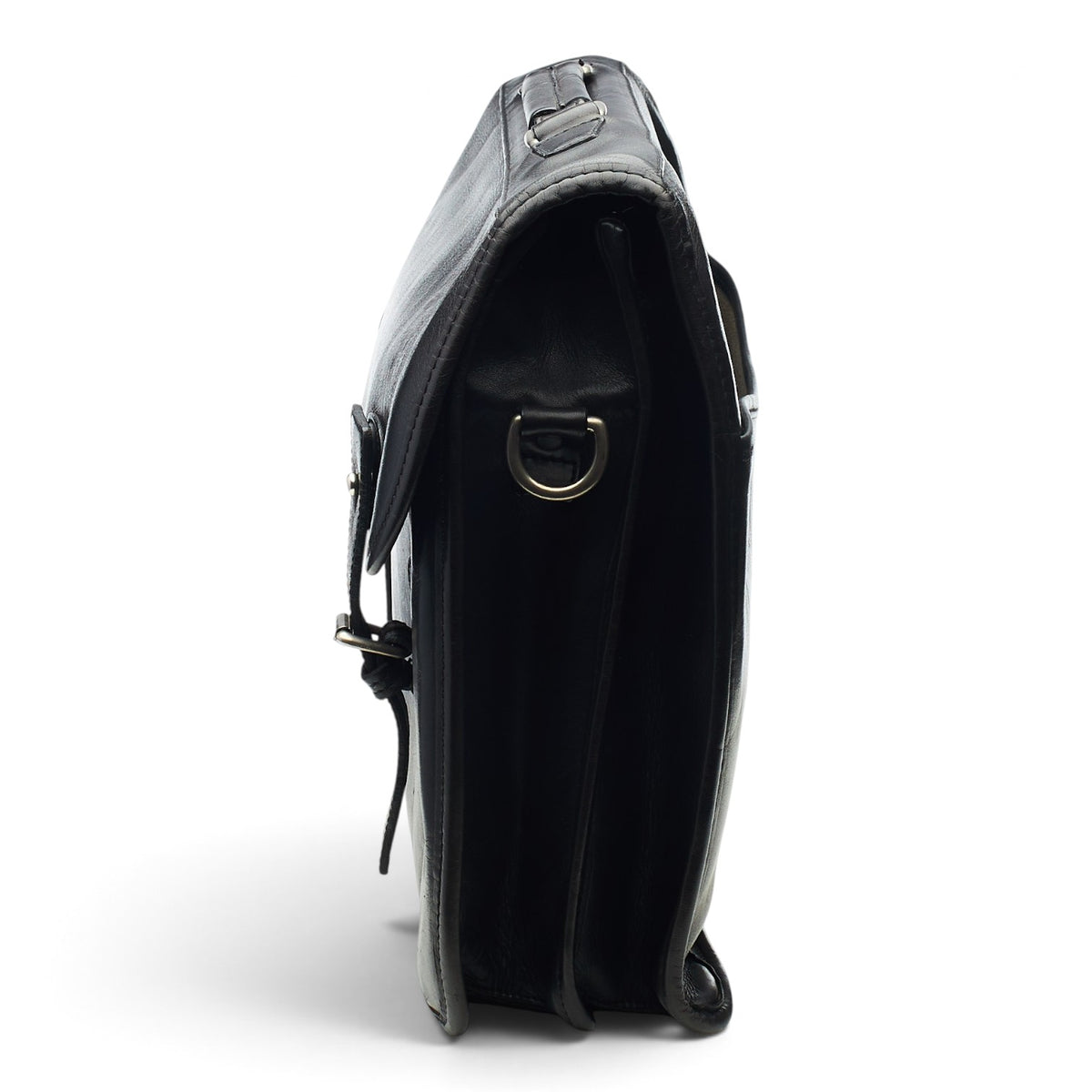 Pickett Black Leather Clipper Briefcase